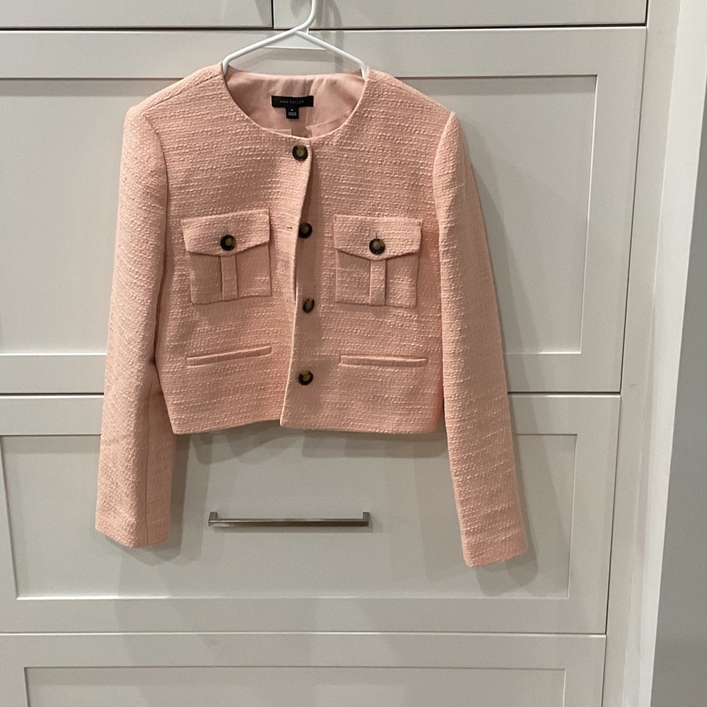 Ann Taylor Light Pink Tweed Blazer